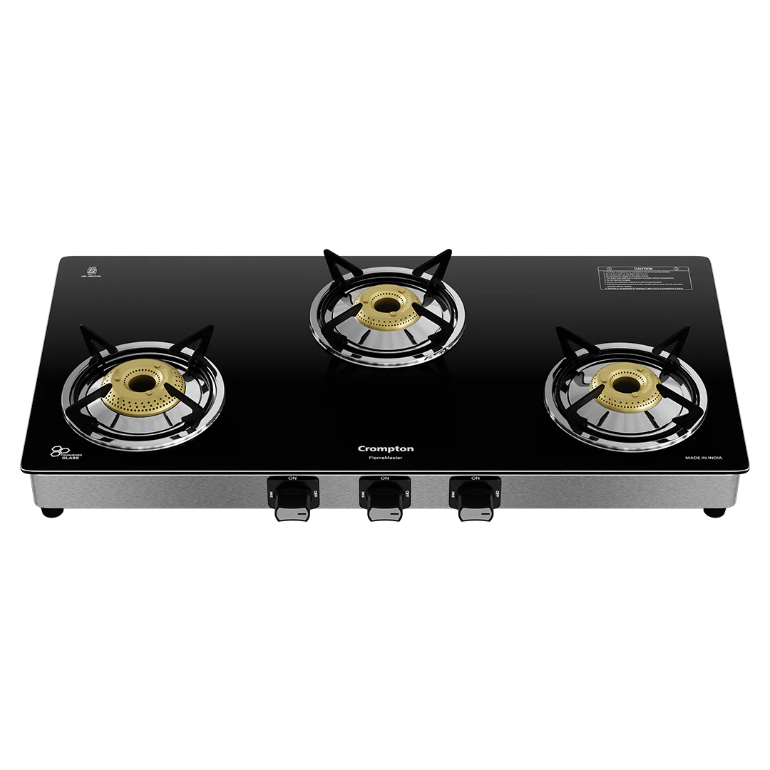 Crompton Cooktop FlameMaster 3 Burner 77 cm Glass SS Body