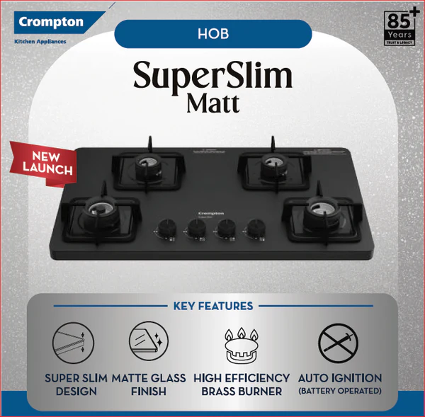 CROMPTON Tablet Hob 4 burner SUPER SLIM MATT